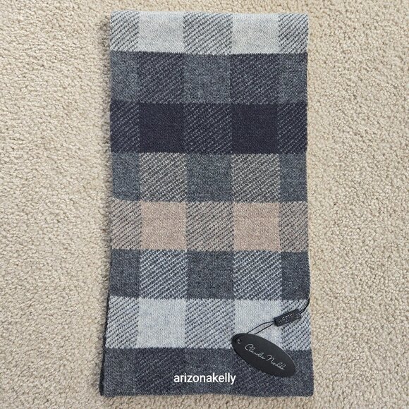 Claudia Nichole Accessories - NWT Merino & Cashmere Knit Scarf Grey, Black & Tan Alashan Claudia Nichole